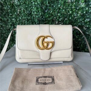 Gucci Arli Cream Leather Shoulder Bag Crossbody Bag Authentic